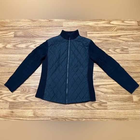 FDJ French Dressing Black Quilted Zip-Up Long Sleeve Mock Neck Jacket Size S - Picture 1 of 11